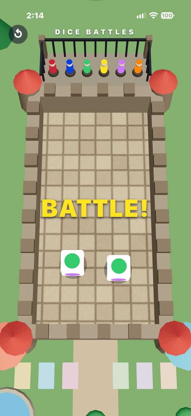 Dice Battles gameplay screenshot — battle in progress